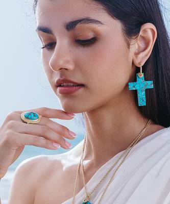 Turquoise emblem ring for women 3