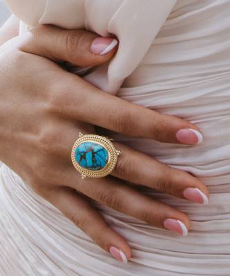 Turquoise emblem ring for women 4