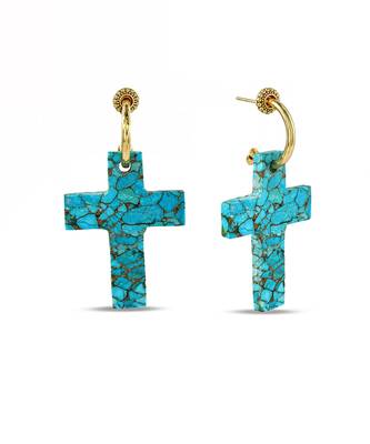 turquoise antique bronze finish drop earrings 2