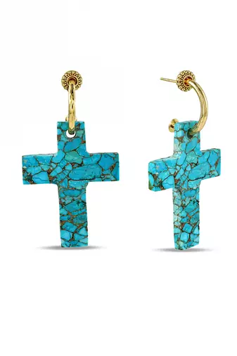 turquoise antique bronze finish drop earrings