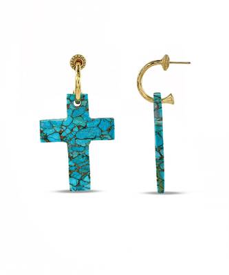 turquoise antique bronze finish drop earrings 3