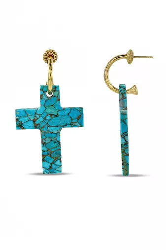 turquoise antique bronze finish drop earrings