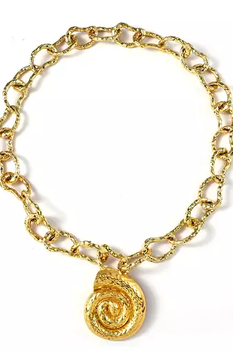 Gold coral shell link necklace