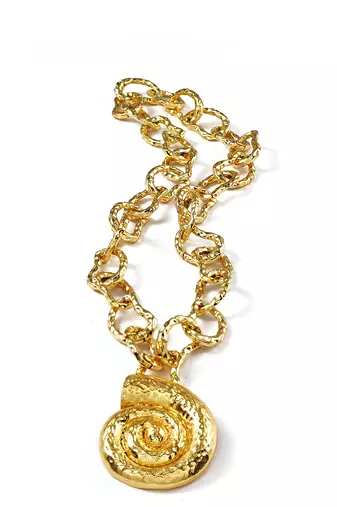Gold coral shell link necklace