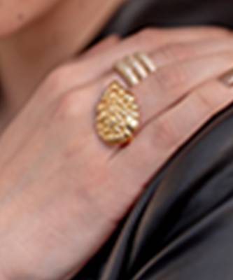 Gold finished sacred ripple ring 1