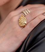 Gold finished sacred ripple ring