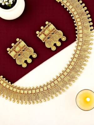 Gold plated south indian necklace set 1