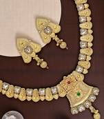 Gold plated rajwadi matte finish necklace set