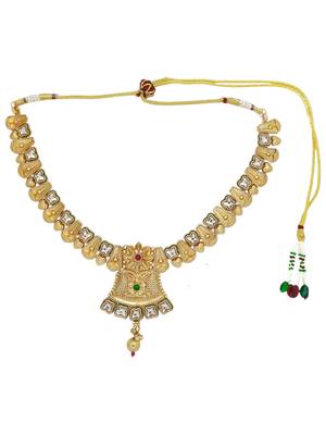 Gold plated rajwadi matte finish necklace set 3