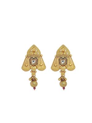Gold plated rajwadi matte finish necklace set 4