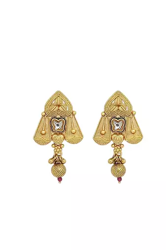 Gold plated rajwadi matte finish necklace set