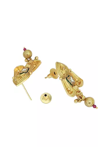 Gold plated rajwadi matte finish necklace set