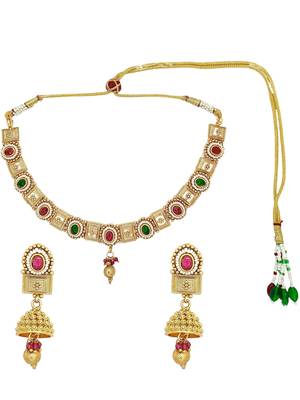 Gold plated meenakari necklace set 2