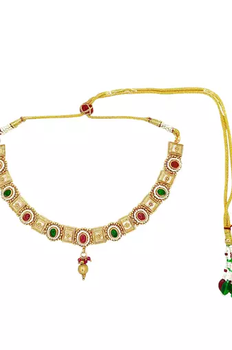 Gold plated meenakari necklace set