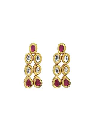 Gold plated ruby kundan necklace set 4