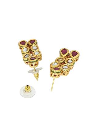 Gold plated ruby kundan necklace set 5