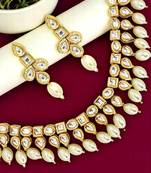 Gold plated jadau kundan necklace set