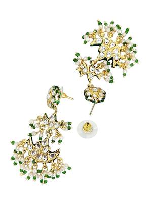 Gold plated kundan studded chandrika long necklace set 5