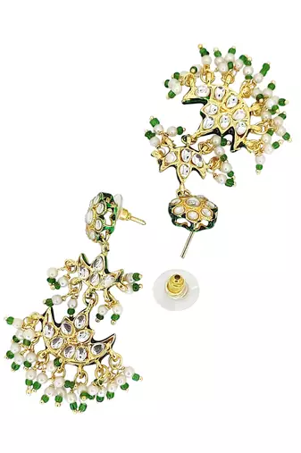 Gold plated kundan studded chandrika long necklace set