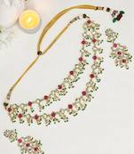 Gold plated multicolor stone studded layered necklace set