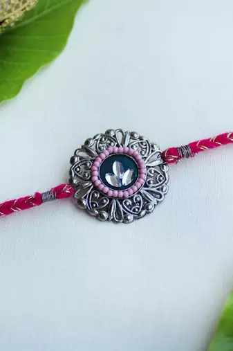 Eternal blessings vivid vintage rakhi with roli chawal