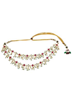 Gold plated multicolor stone studded layered necklace set 3