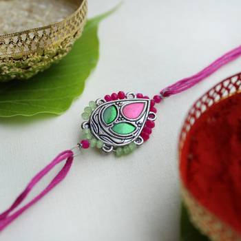Regal blossom vivid vintage rakhi with roli chawal 2