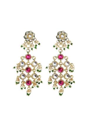 Gold plated multicolor stone studded layered necklace set 4