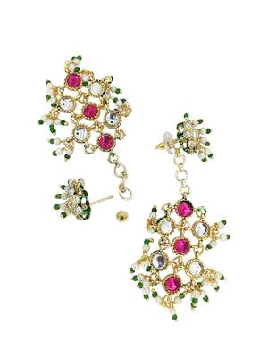 Gold plated multicolor stone studded layered necklace set 5