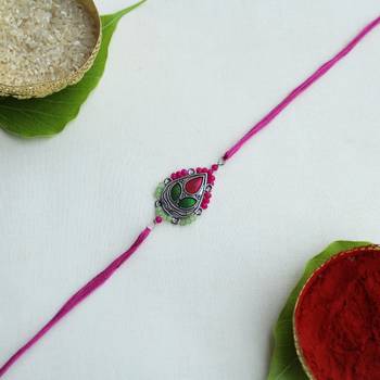 Regal blossom vivid vintage rakhi with roli chawal 4