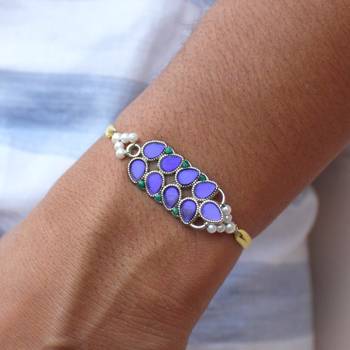 Purple petal vivid vintage rakhi with roli chawal 4