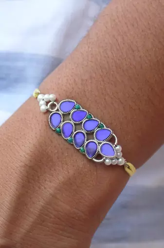 Purple petal vivid vintage rakhi with roli chawal