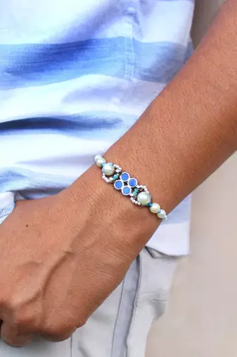 Azure pearl vivid vintage rakhi with roli chawal