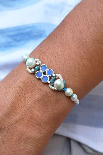 Azure pearl vivid vintage rakhi with roli chawal