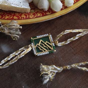Mountain calling beaded  rakhi with roli chawal 1