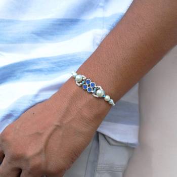 Azure pearl vivid vintage rakhi with roli chawal 4