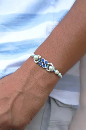 Azure pearl vivid vintage rakhi with roli chawal