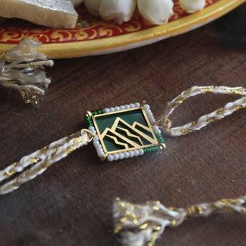 Mountain calling beaded  rakhi with roli chawal 2