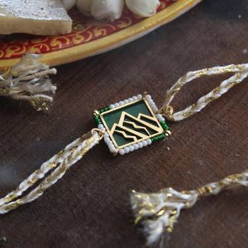 Mountain calling beaded  rakhi with roli chawal 3