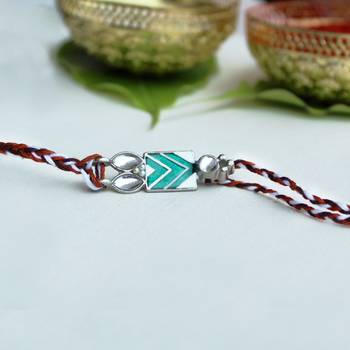 Chevron charm vivid vintage rakhi with roli chawal 1
