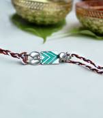 Chevron charm vivid vintage rakhi with roli chawal