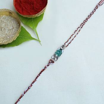 Chevron charm vivid vintage rakhi with roli chawal 2