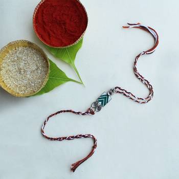 Chevron charm vivid vintage rakhi with roli chawal 3