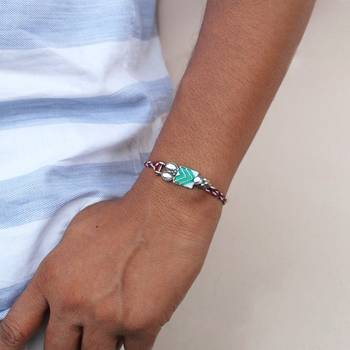 Chevron charm vivid vintage rakhi with roli chawal 4
