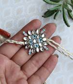 Blossoming kundan and bead work rakhi with roli chawal