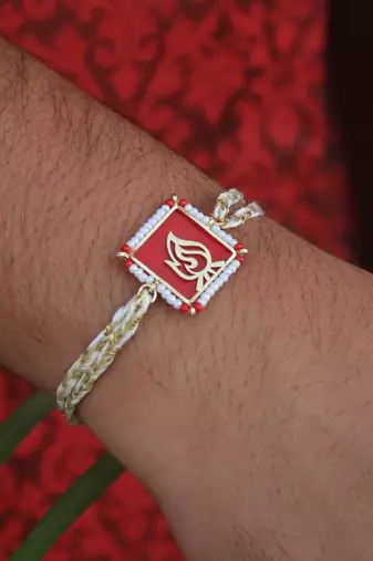 Fearless beaded rakhi with roli chawal