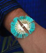Aqua tassel rakhi with roli chawal