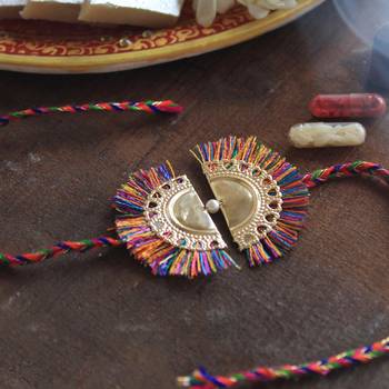 Multicolour tassel rakhi with roli chawal 3