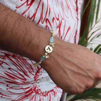 Shades of sea green stones personalised rakhi with roli chawal 2