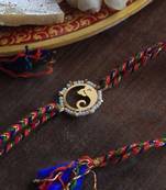 Golden beaded divinity rakhi with roli chawal
